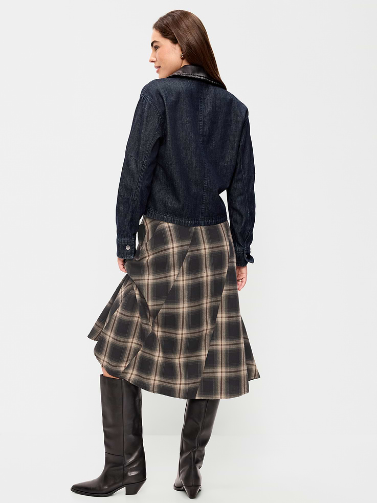 Image 3 of 8, Plaid Midi Skirt
