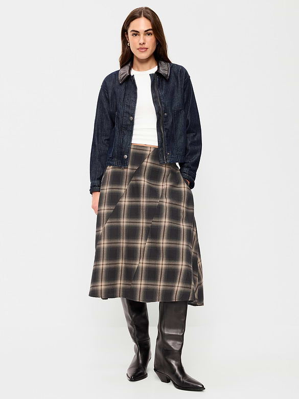Plaid Midi Skirt