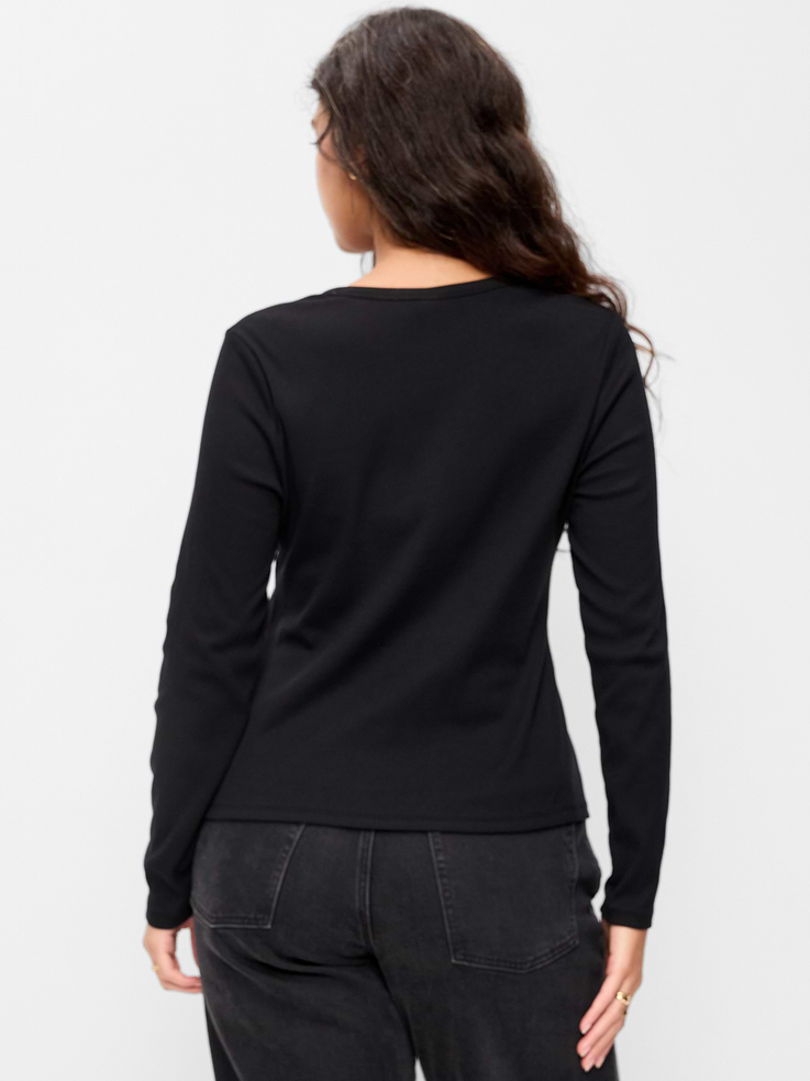 Image 6 of 8, Snug Long-Sleeve Button-Front Ribbed Top