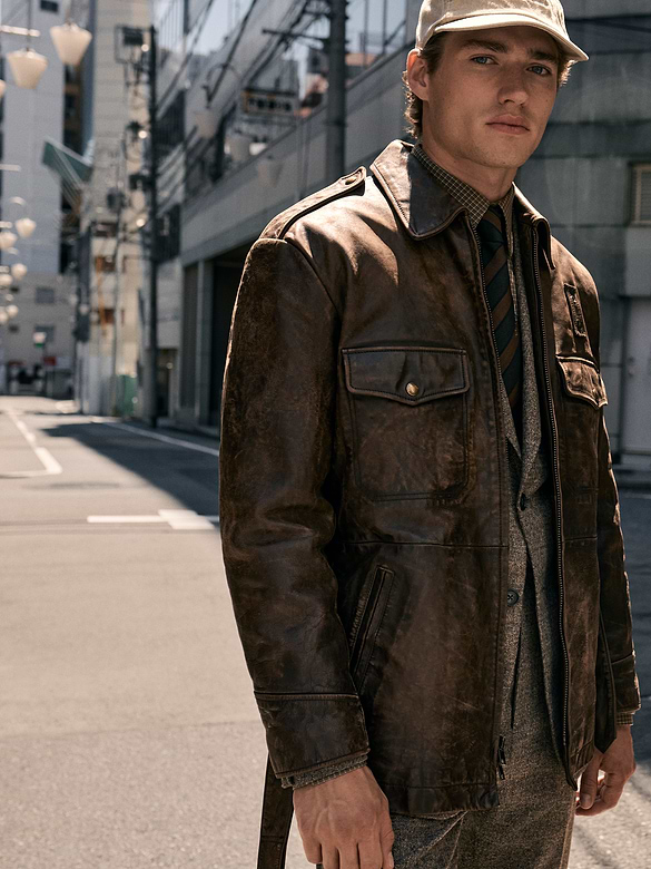 Leather Belted Field Jacket