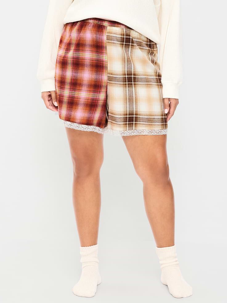 Image 7 of 8, Flannel Boxer Pajama Shorts