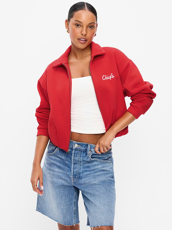 Kansas City Chiefs Oversized Fleece Bomber Jacket for Women