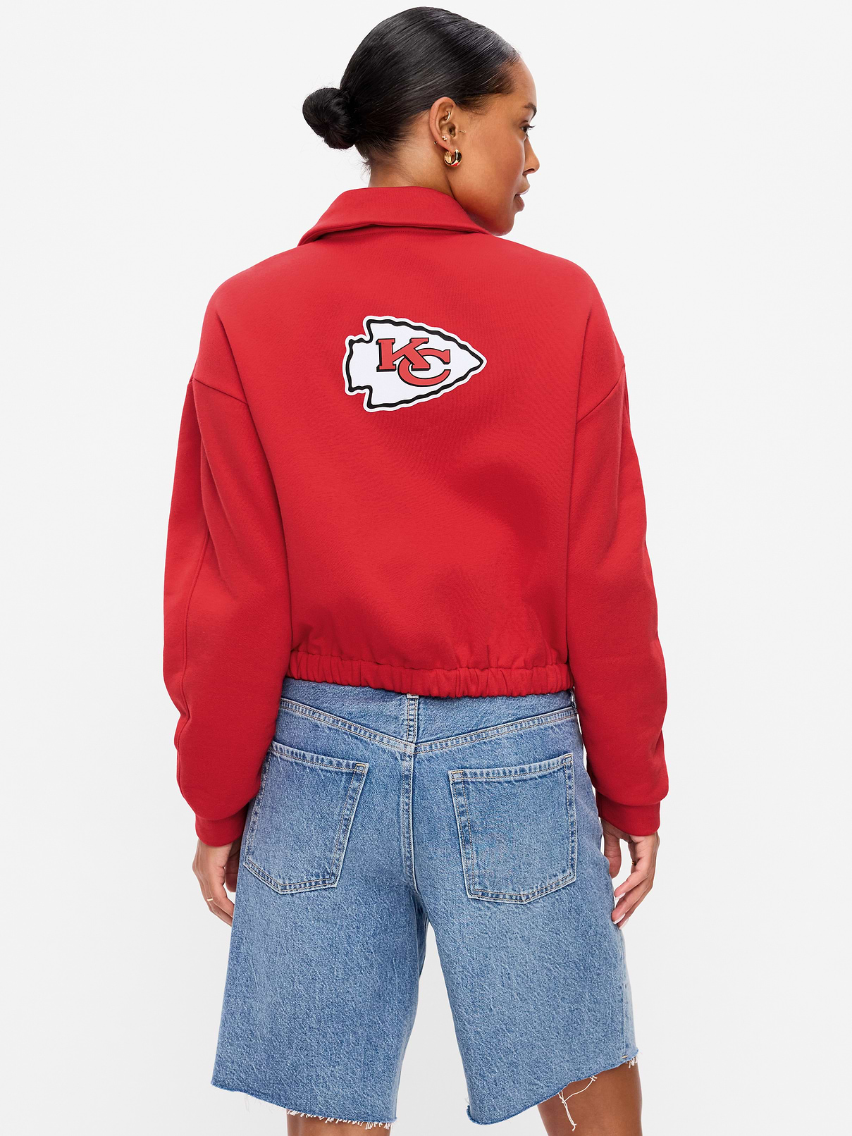 Image number 2 showing, Kansas City Chiefs Oversized Fleece Bomber Jacket for Women