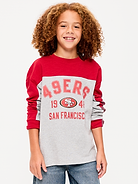 Image number 1 showing, San Francisco 49ers Long-Sleeve Oversized Graphic Football T-Shirt for Boys