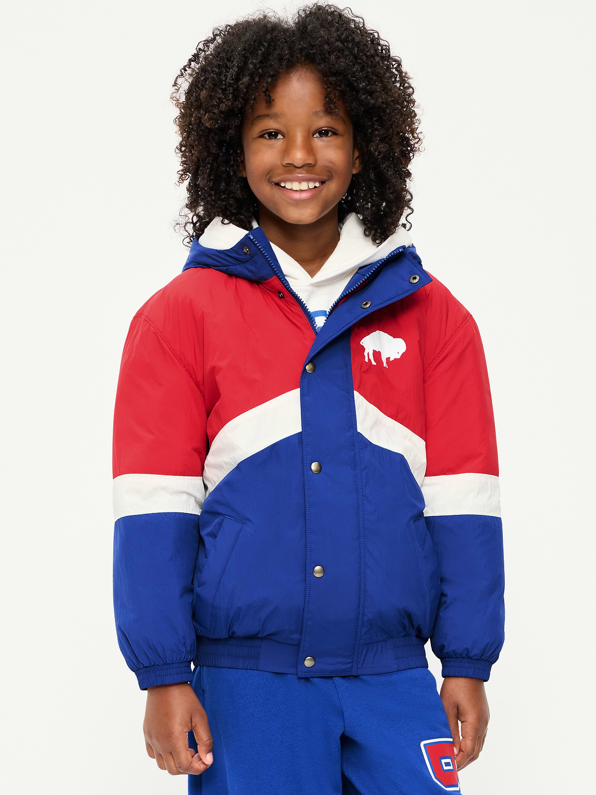 Image number 1 showing, Buffalo Bills Oversized Crinkled Hooded Jacket for Boys