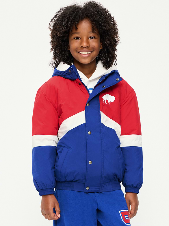 Buffalo Bills Oversized Crinkled Hooded Jacket for Boys