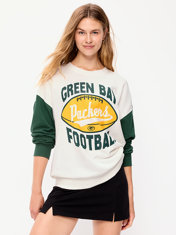 Green Bay Packers Oversized Fleece Sweatshirt for Women
