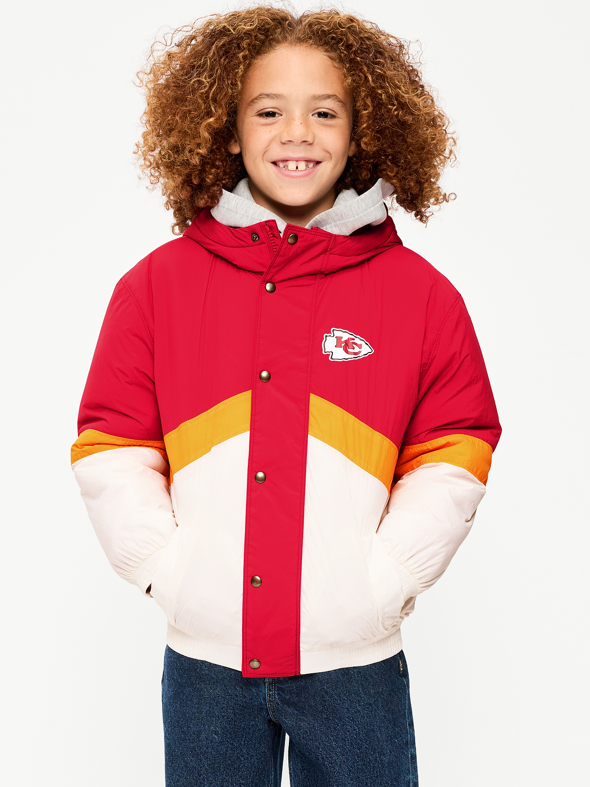 Image number 1 showing, Kansas City Chiefs Oversized Crinkled Hooded Jacket for Boys
