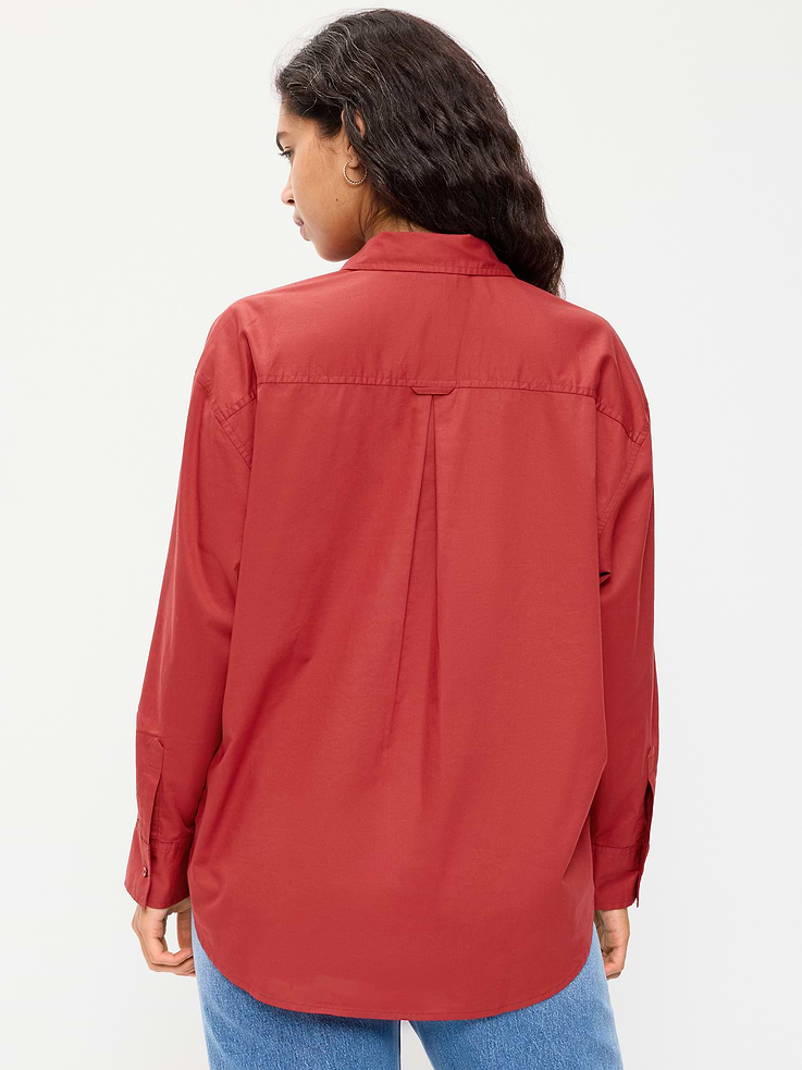 Image 6 of 8, Oversized Button-Down Boyfriend Shirt