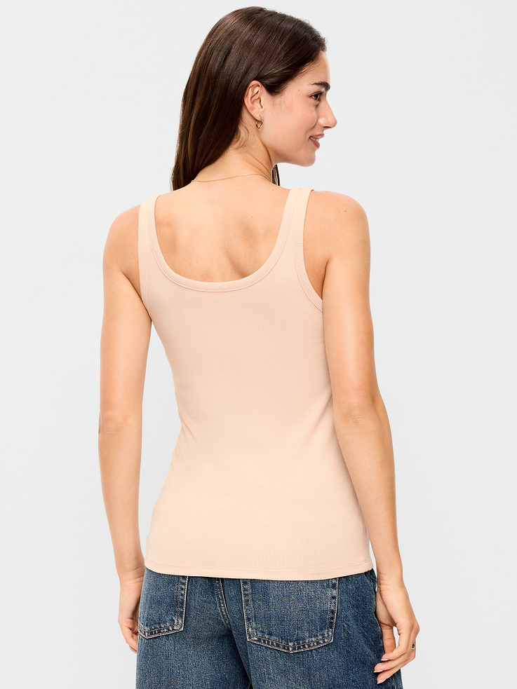 Image 2 of 8, First-Layer Ribbed Scoop-Neck Tank Top