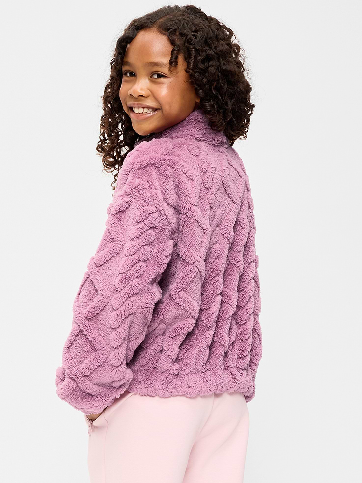 Image 2 of 2, Oversized Logo Graphic Sherpa Jacket for Girls