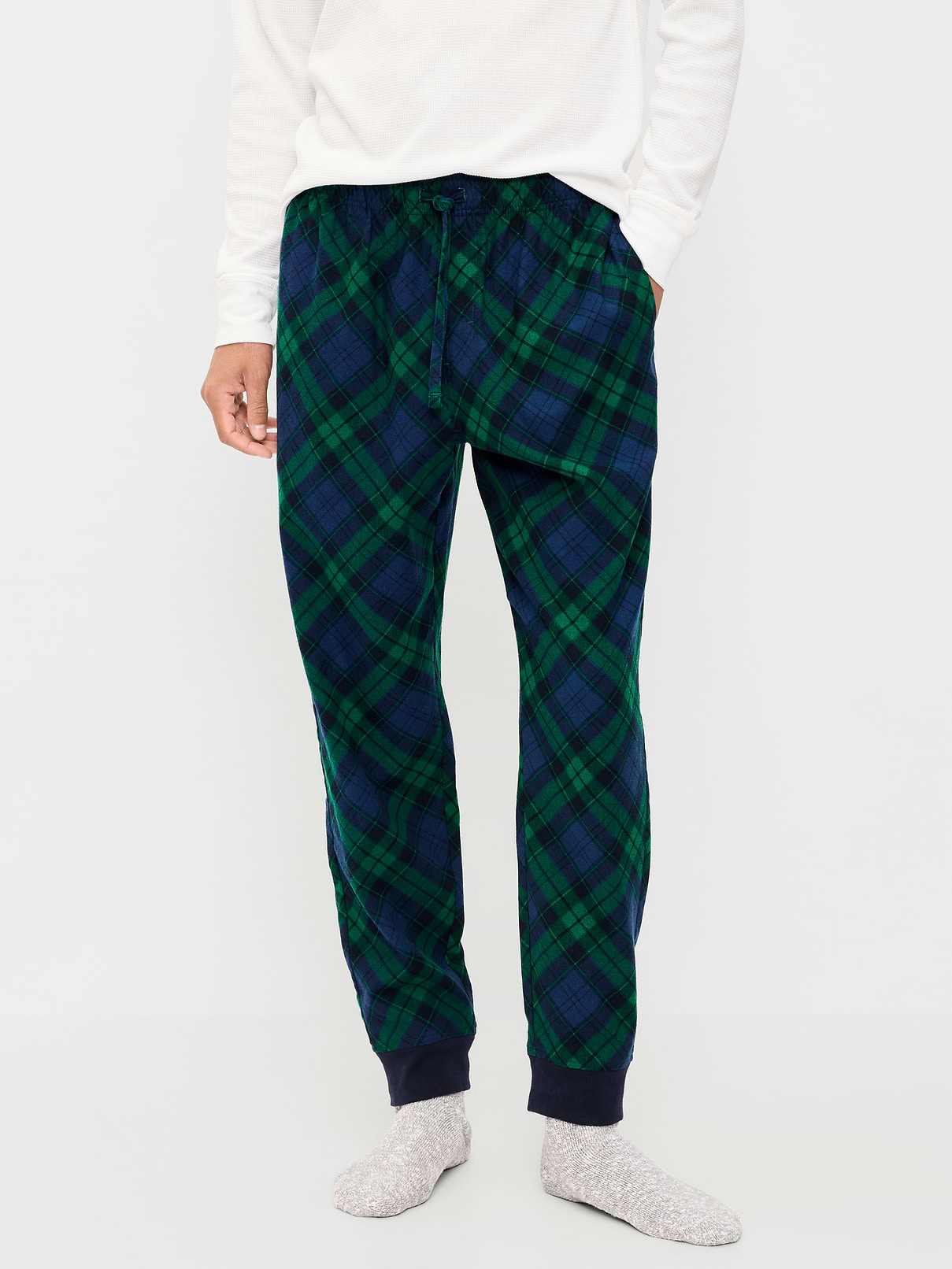 Image 1 of 1, elastic-drawstring waistband, faux fly, hip pockets, rib-knit cuffs, pull-on style, Product #905000