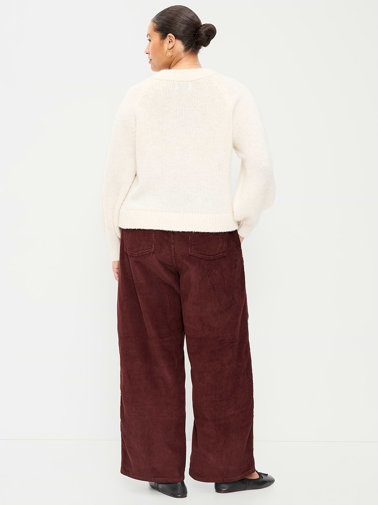 Image 8 of 8, High-Waisted Baggy Wide-Leg Corduroy Pants