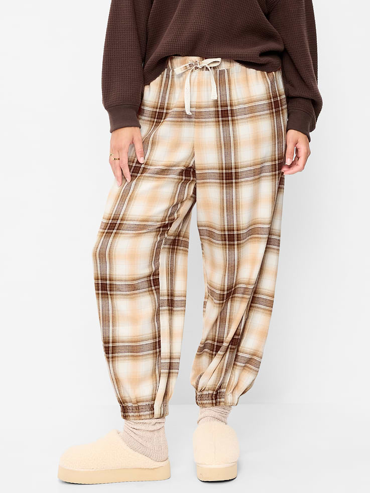 Image 6 of 7, Cinched Flannel Balloon Pants