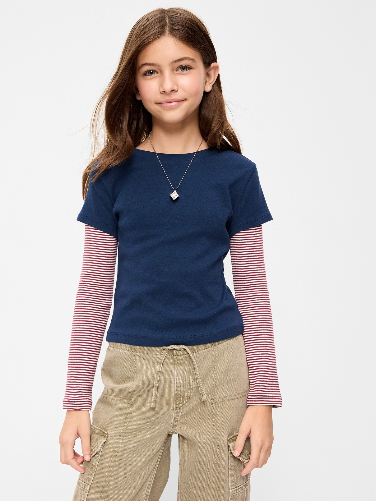 L'image numéro 1 présente T-shirt ajusté 2-en-1 à imprimé pour fille