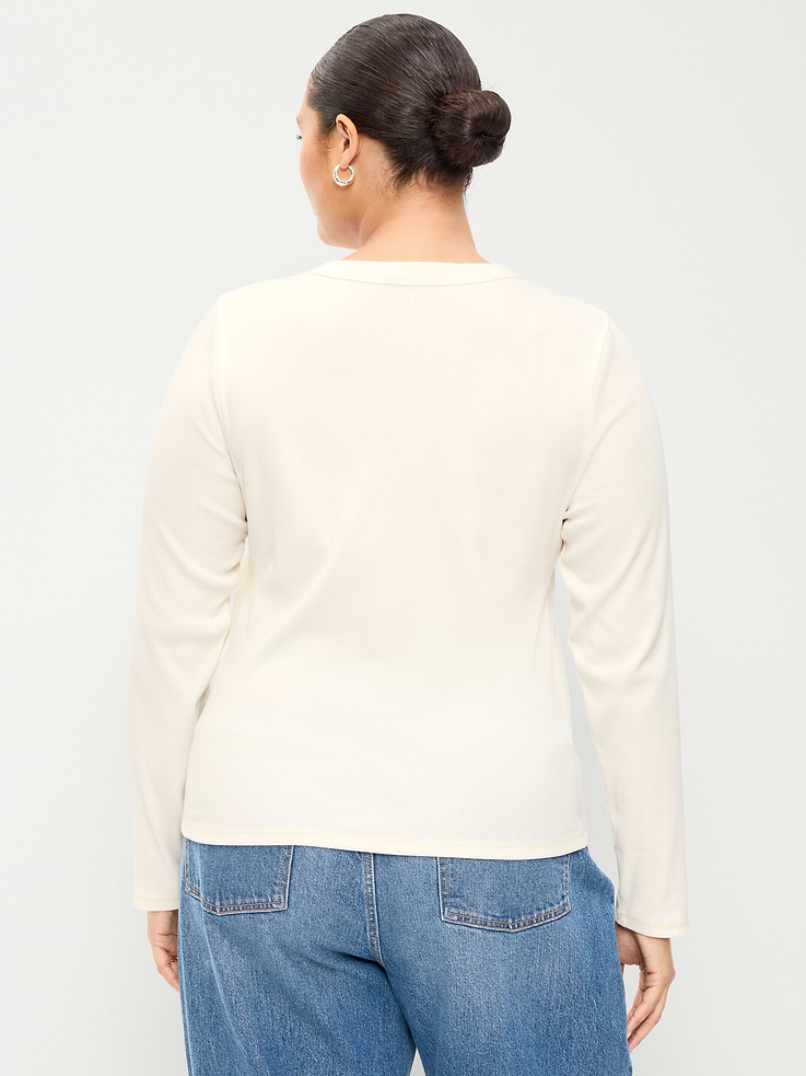 Image 8 of 8, Snug Long-Sleeve Ribbed Henley T-Shirt