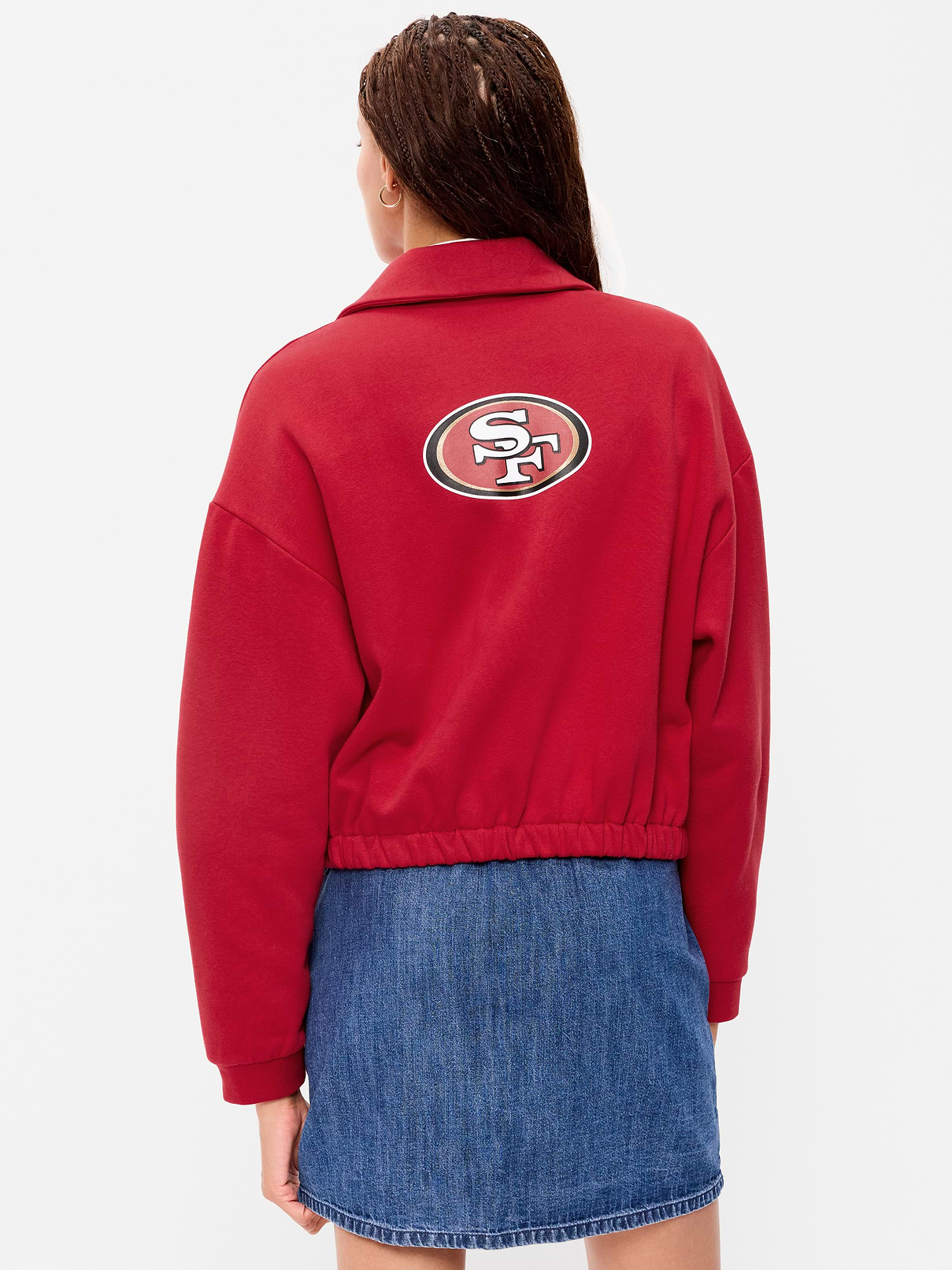 Image number 2 showing, San Francisco 49ers Oversized Fleece Bomber Jacket for Women