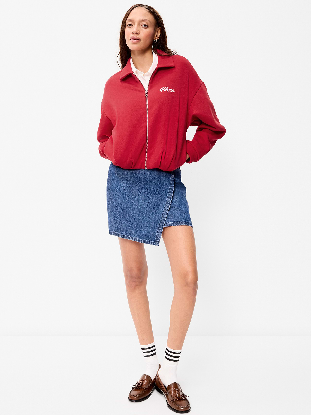 Image number 5 showing, San Francisco 49ers Oversized Fleece Bomber Jacket for Women