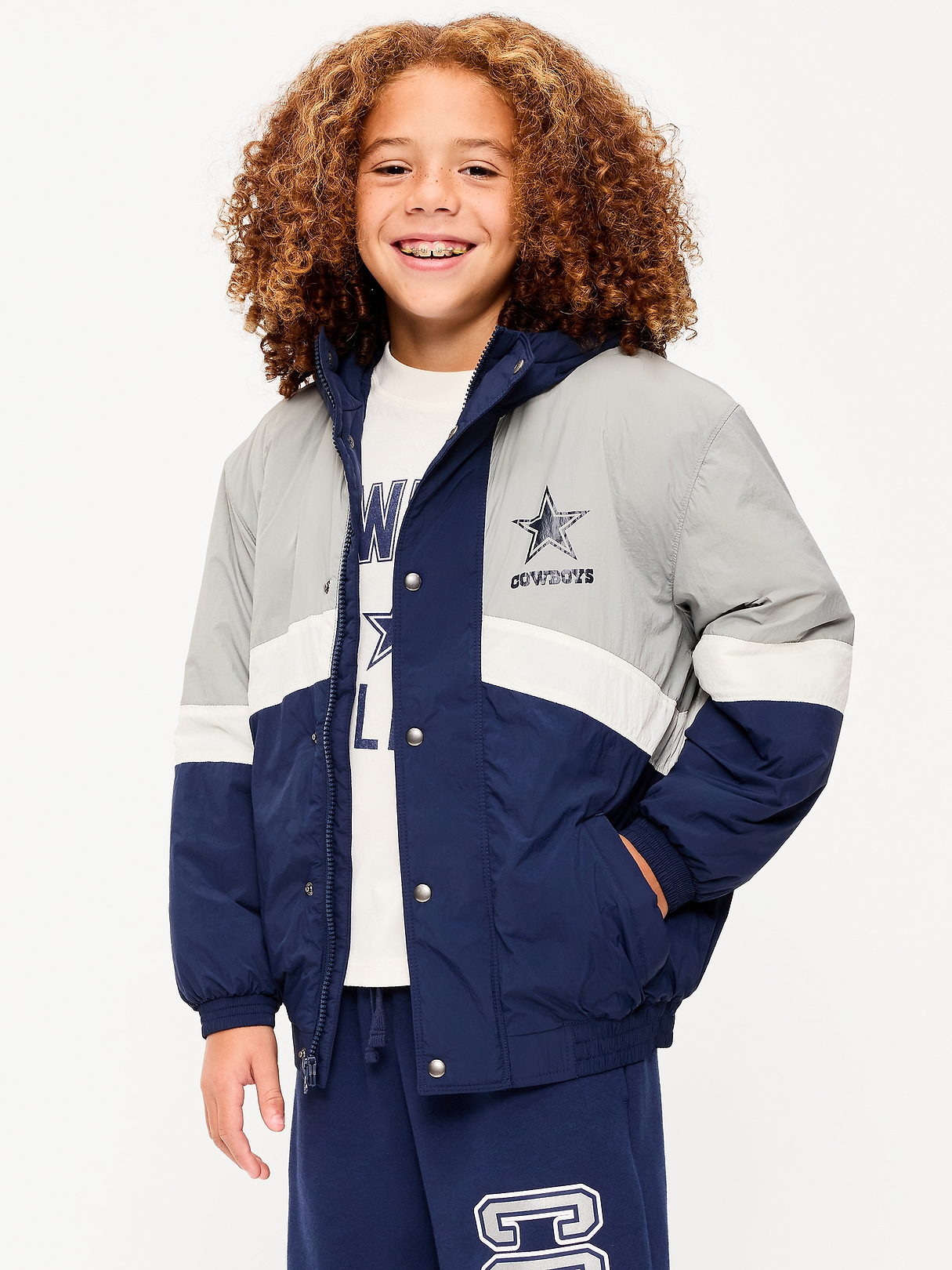 Dallas Cowboys Oversized Crinkled Hooded Jacket for Boys | Old Navy