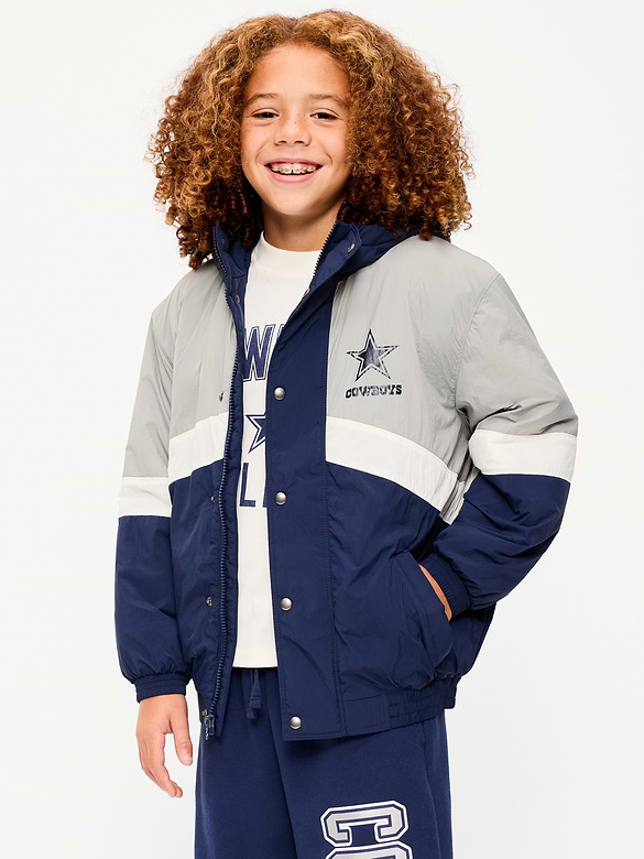 Dallas Cowboys Oversized Crinkled Hooded Jacket for Boys