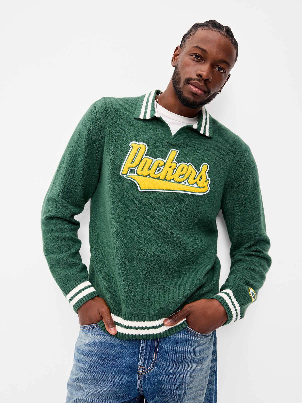 Image number 1 showing, Green Bay Packers Collared Sweater for Men