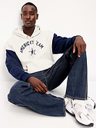 Image 1 of 5, drawstring hood, drop-shoulder sleeves, kangaroo pocket, graphic at front, rib-knit trim, pullover style, Product #916309