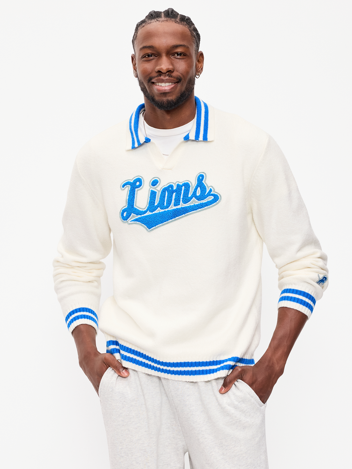 Image number 1 showing, Detroit Lions Collared Sweater for Men