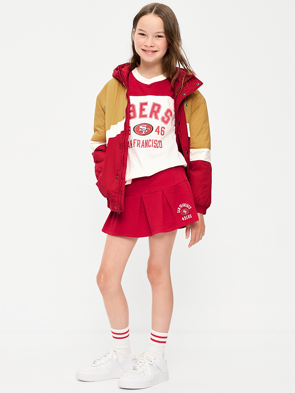 San Francisco 49ers French Terry Pleated Skort for Girls
