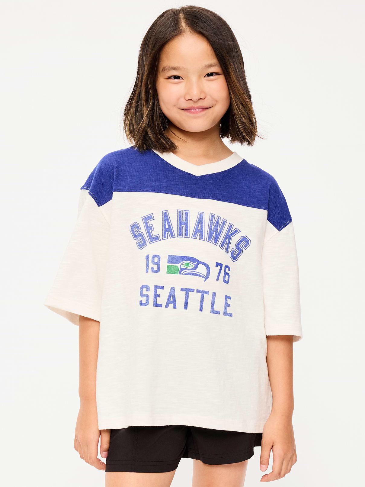 Image number 1 showing, Seattle Seahawks Oversized Graphic Football T-Shirt for Girls