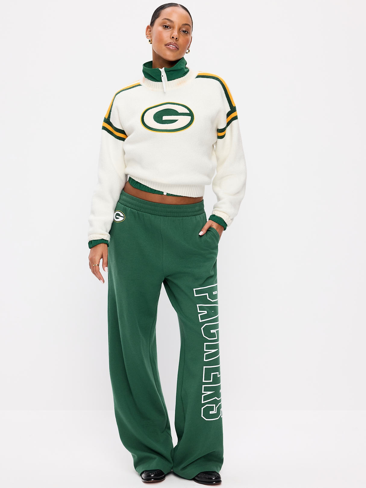 Green Bay Packers High-Waisted SoComfy Wide-Leg Sweatpants for