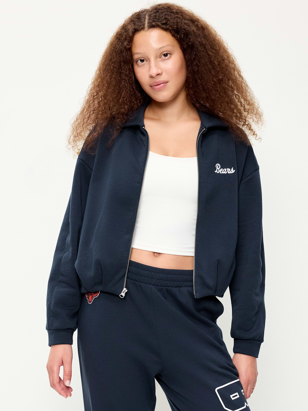 Image number 1 showing, Chicago Bears Oversized Fleece Bomber Jacket for Women
