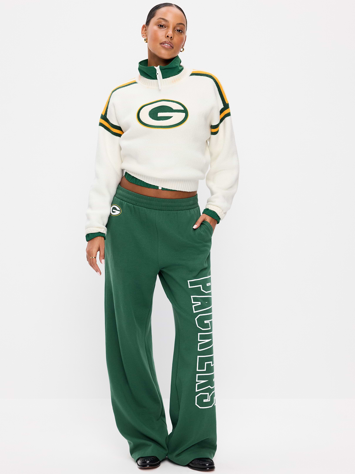 Image number 1 showing, Green Bay Packers High-Waisted SoComfy Wide-Leg Sweatpants for Women