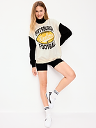 Image number 3 showing, Pittsburgh Steelers Oversized Fleece Sweatshirt for Women