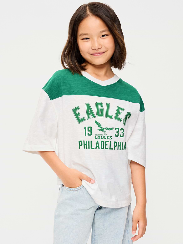 T-shirt de football surdimensionné à imprimé des Eagles de Philadelphie pour fille