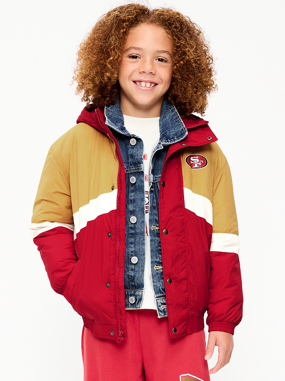 San Francisco 49ers Oversized Crinkled Hooded Jacket for Boys