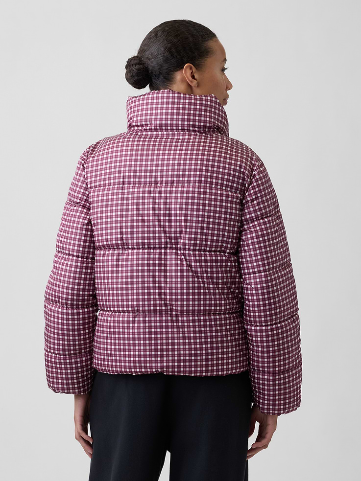 Image 2 of 5, Relaxed Plaid Puffer Jacket