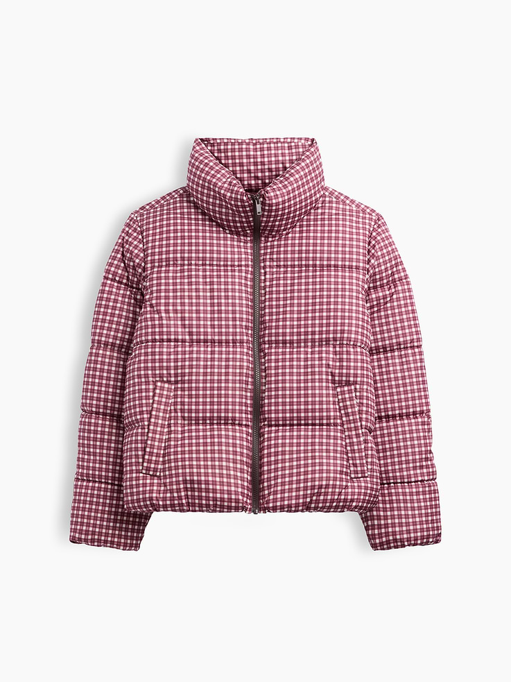 Image 5 of 5, Relaxed Plaid Puffer Jacket