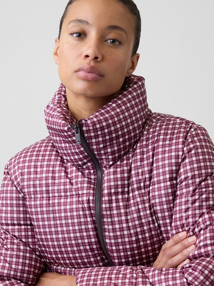 Image 4 of 5, Relaxed Plaid Puffer Jacket