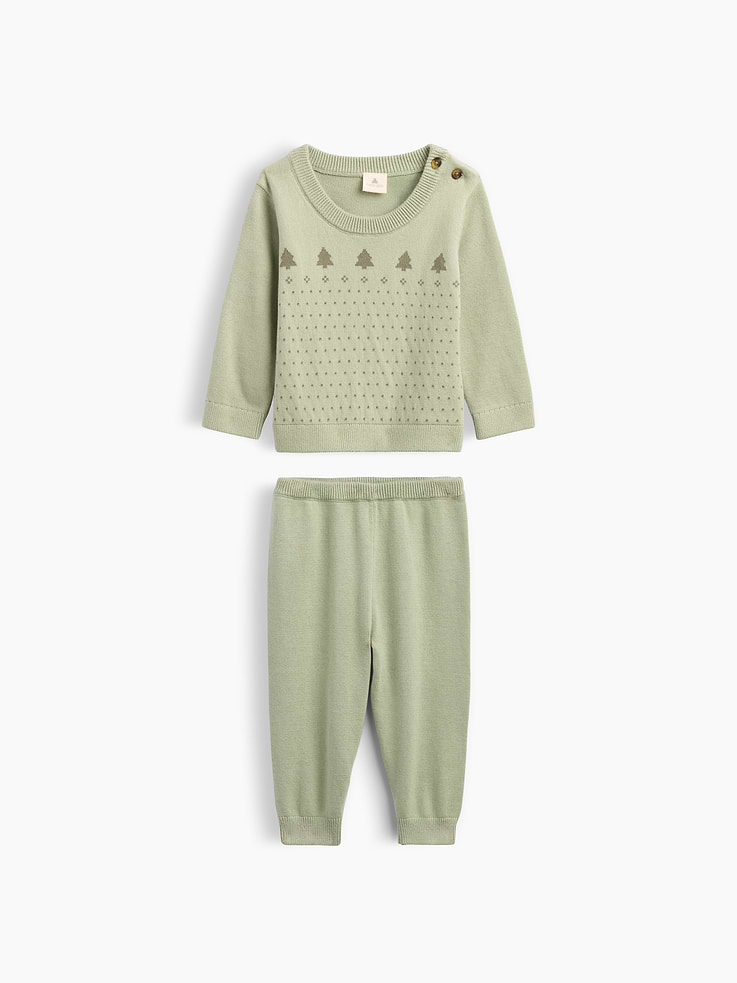 Image 1 of 3, Soft cotton knit., Long sleeves with ribbed cuffs., Ribbed crewneck, buttons at shoulder., Select styles have graphic at front., Ribbed hem., Elasticized waist., Ribbed cuffs., Product #1177214