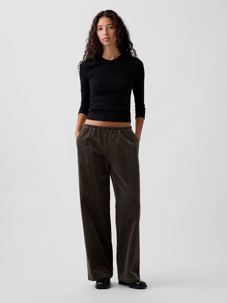 Image number 1 showing, Corduroy Easy Wide-Leg Pants