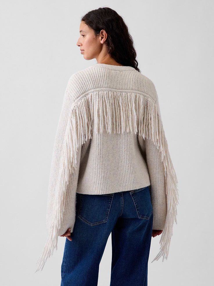 Image 3 of 5, Relaxed Fringe Sweater Cardigan