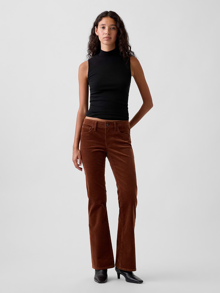 Image 1 of 6, Fit: Fitted in the waist. Slim through hip & thigh with a full-length, bootcut leg., Fabric: 80% Cotton, 18% Viscose, 2% Elastane., Stretch: Stretch Pants. Comfortable & designed to flatter., Rise: Low Rise Pants., Look: A classic five-pocket pant in corduroy., Details: Zip fly & five-pocket styling., Product #1185256