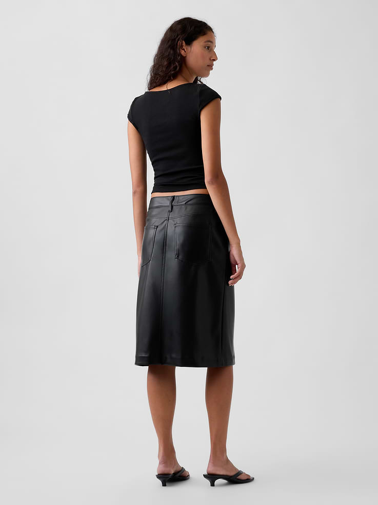 Image number 2 showing, Vegan Leather Pencil Skirt