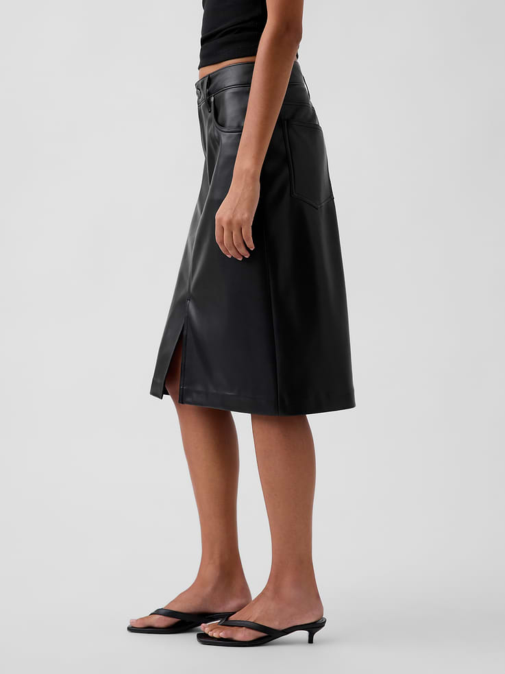 Image number 3 showing, Vegan Leather Pencil Skirt