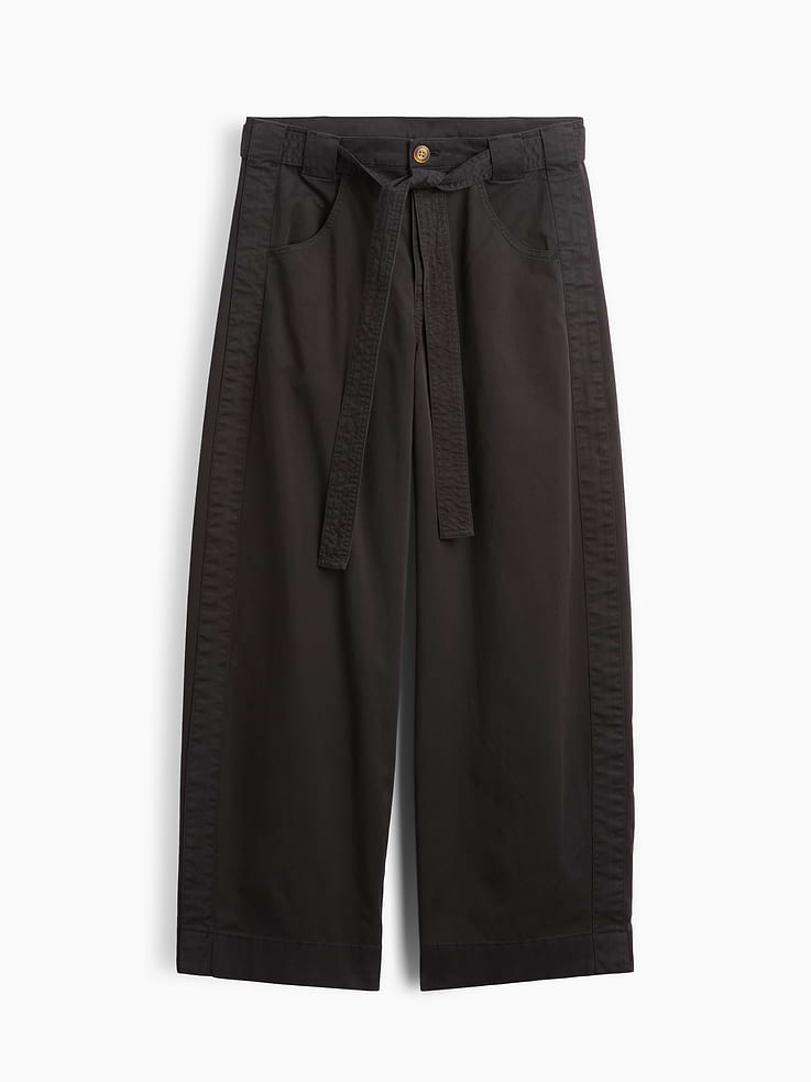 Image 6 of 6, Tie-Waist Barrel Ankle Khakis