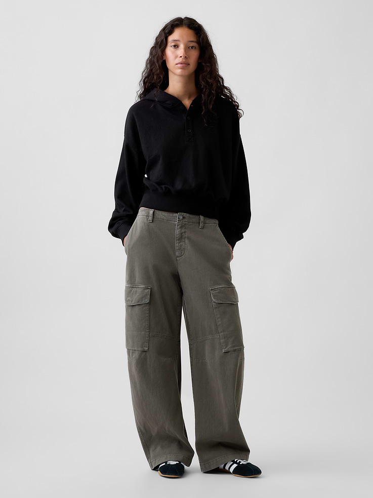 Image 2 of 7, VintageSoft Oversized Henley Hoodie