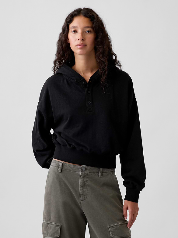 VintageSoft Oversized Henley Hoodie