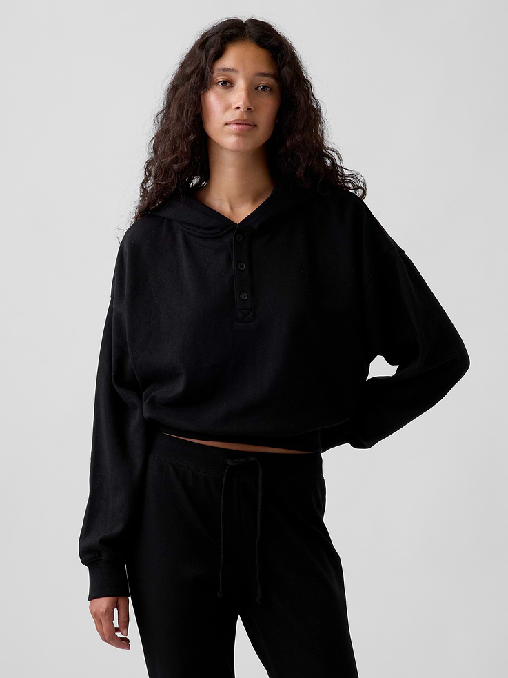 Image 6 of 7, VintageSoft Oversized Henley Hoodie