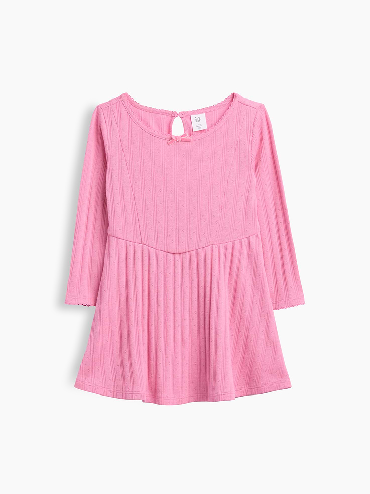 Image 2 de 3, Robe en tricot pointelle côtelé pour Bébé et Tout-petite