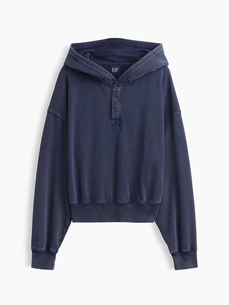 Image 7 of 7, VintageSoft Oversized Henley Hoodie